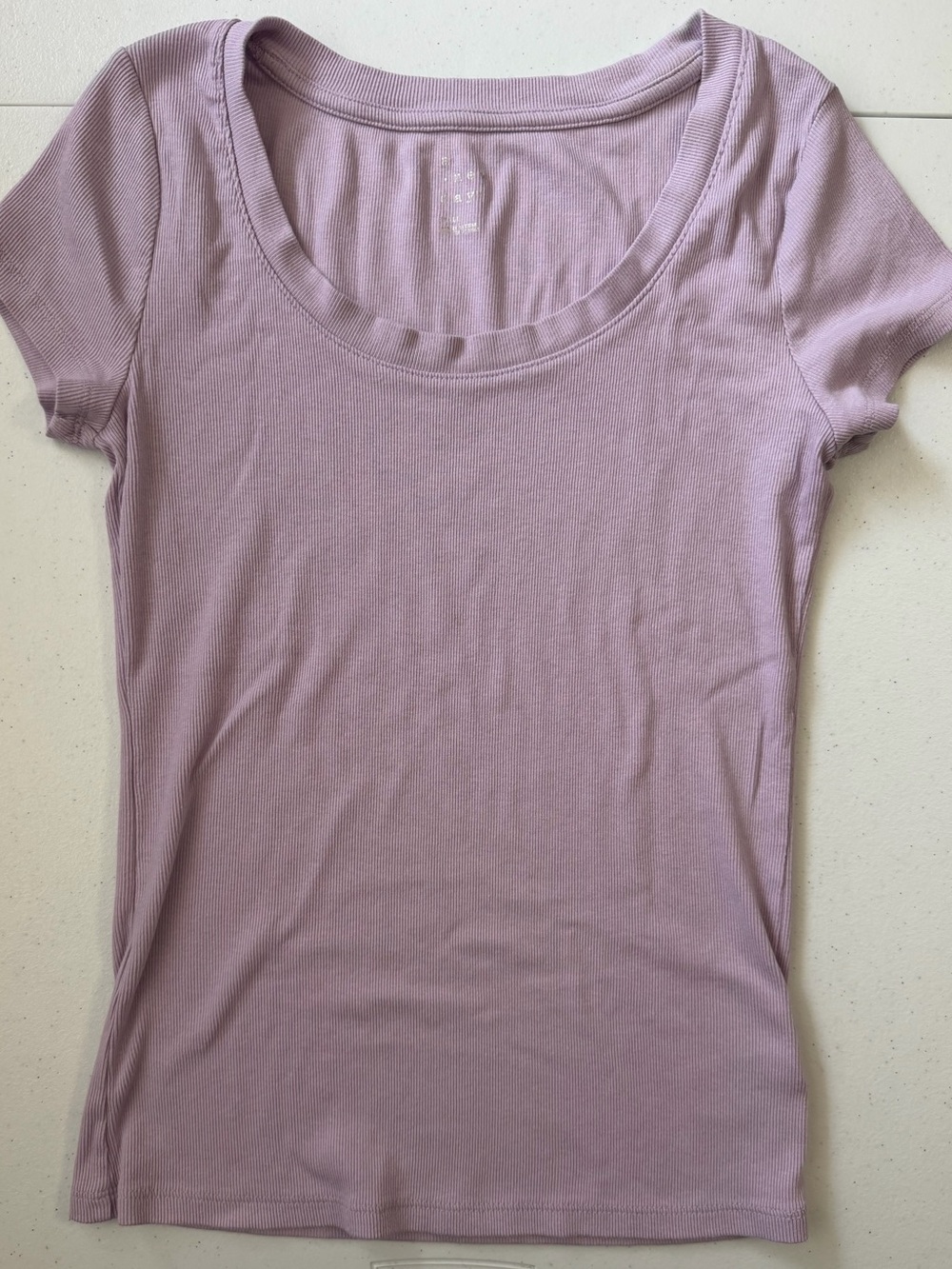 a new day Lavender Cotton Modal Blend Scoop Neck Basic Ribbed Tee S